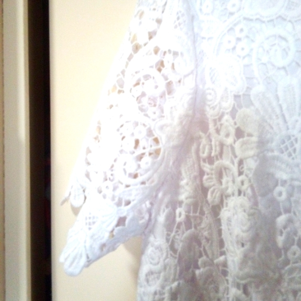 Elegant White Lace Midi Dress